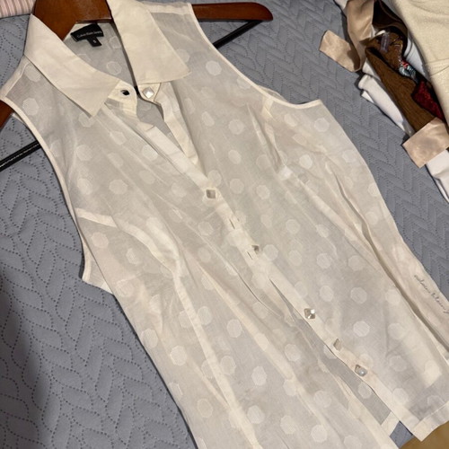 Calvin Klein Jeans white shirt with subtle polka dots like new, Small