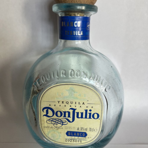 Don Julio tequila bottle used, empty