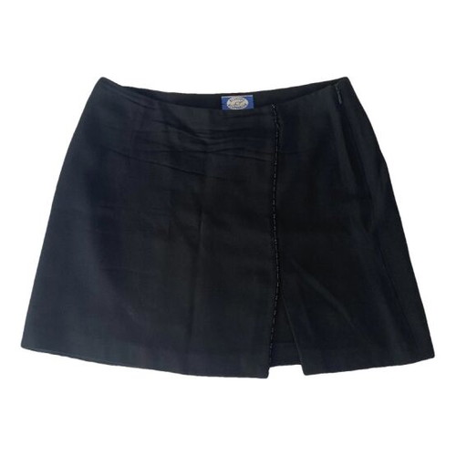 Blumarine mini skirt, black, asymmetric front slit