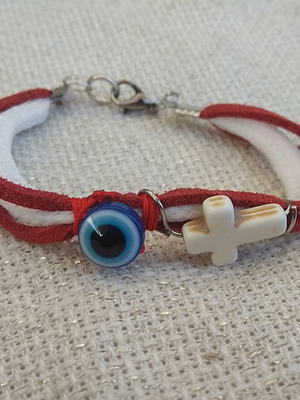 Marti bracelet handmade with cross and eye, made to order