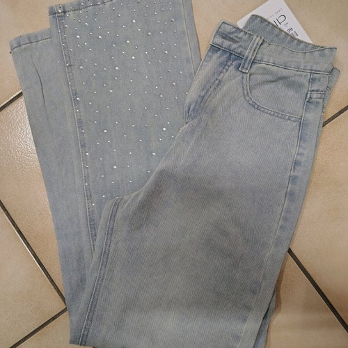 Anel jeans denim pants with rhinestones new, size S