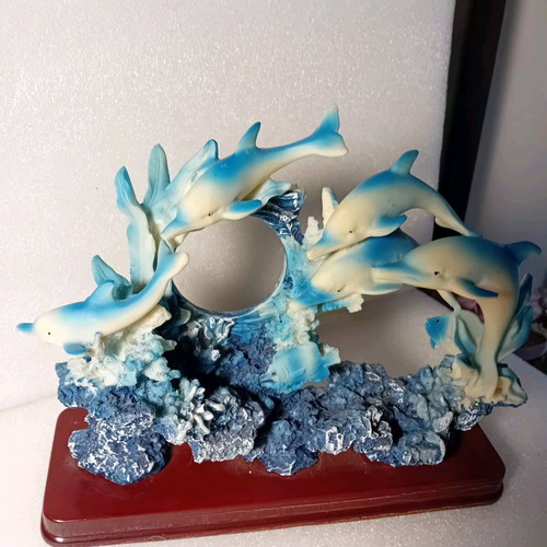 Vintage decorative wooden base with resin used