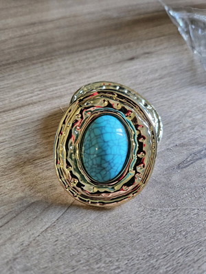 Retro earrings new, gold with turquoise detail