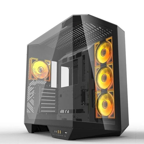 Darkflash DY470 Gaming Midi Tower with 7 ARGB Fans and GPU Bracket, Black