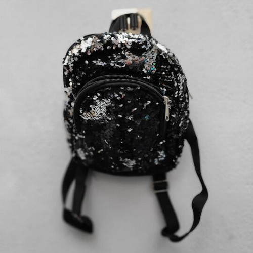 Sequin backpack like new, black and silver