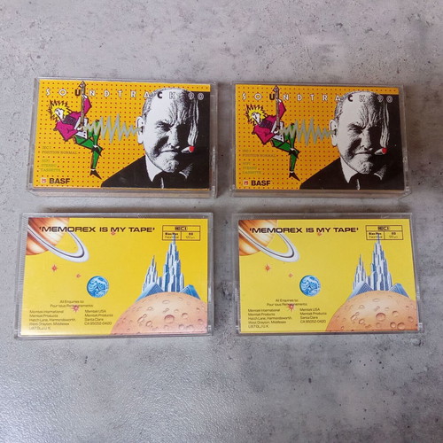 Memorex Basf cassette tapes used, pack of 4, 1980s 1990s