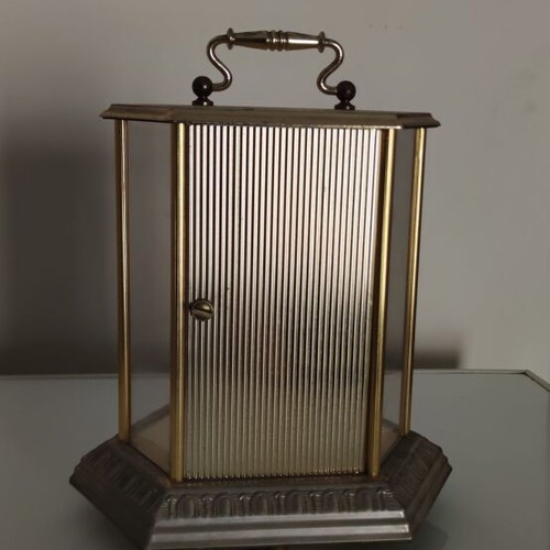 Vintage anniversary table clock with rotating pendulum (80s-90s)