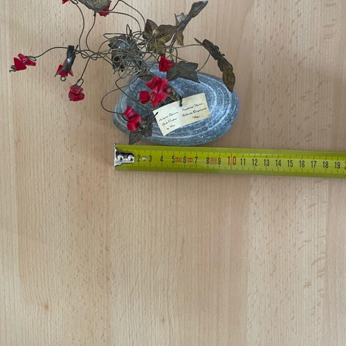 Handmade decorative tree with copper and beads on natural stone like new