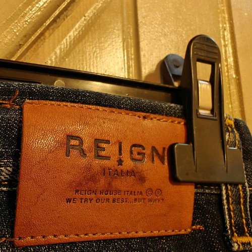 Reign Italia slim fit jeans like new, blue with patches