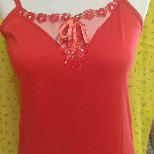 Vintage top red 1970s new, cotton
