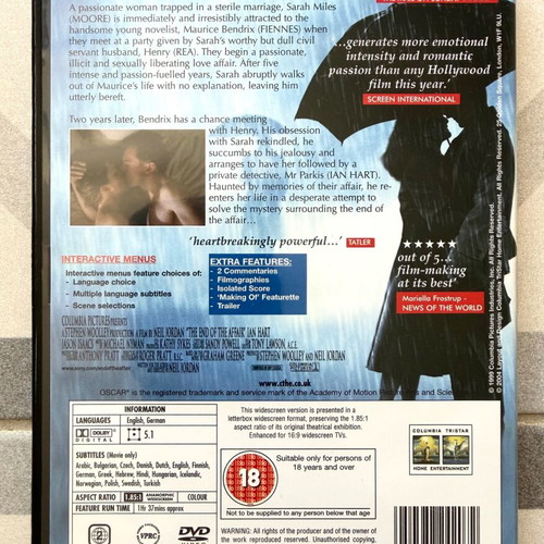 The End of the Affair DVD like new with Greek and English subtitles