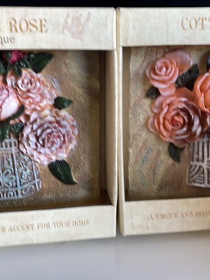 Cottage Rose wall decorative plates new with 3D rose design