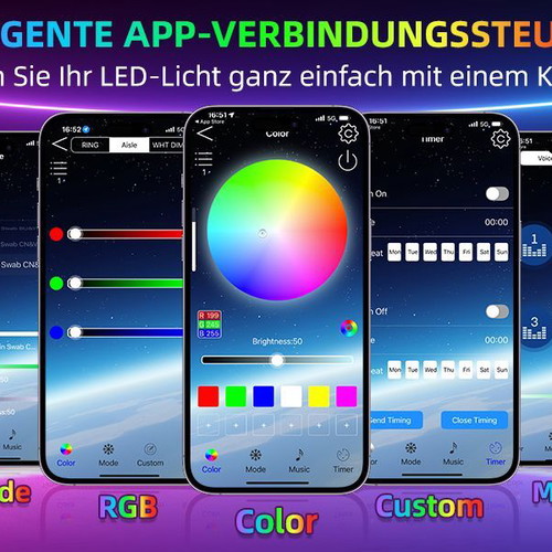 CISSIYOG QCFWDFWD 6-in-1 RGB ambient LED car lighting with smartphone control