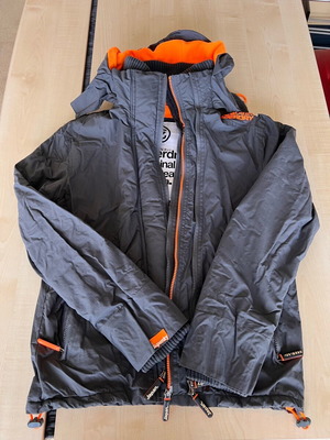 Superdry kids jacket used gray with orange fleece size M