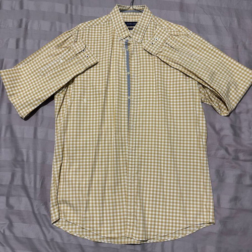 Zara Man Gingham Shirt used, size L, mustard yellow