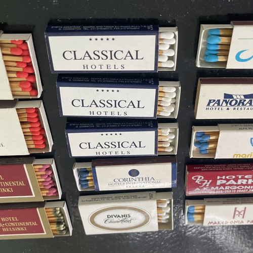 Vintage collection of 14 matchboxes from luxury hotels Greece and abroad like new