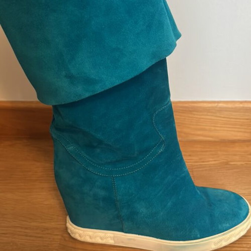 Casadei Double Face boots like new, turquoise, size 36