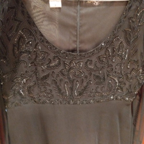Abir embroidered evening dress with beads chiffon like new, black