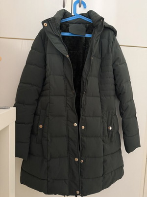 Khaki waterproof jacket with lining and hood