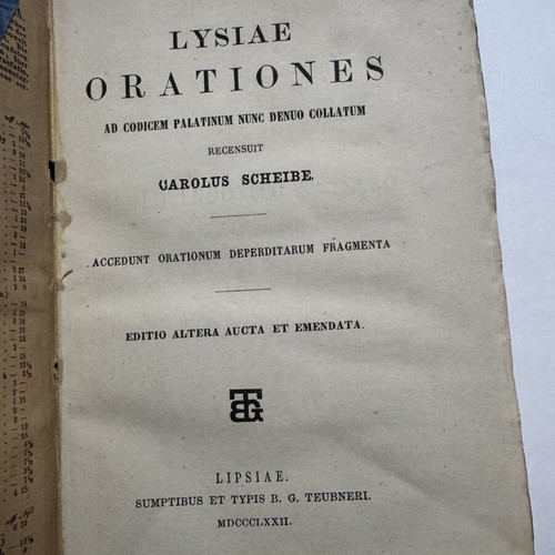 Lysiae Orationes rare uncut edition 1872 Teubner