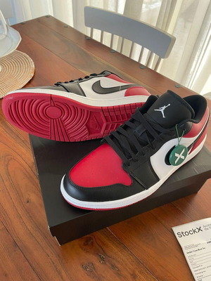 Παπούτσια Nike Air Jordan 1 low καινούργια, νούμερο 46, μαύρο και κόκκινο