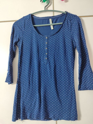 Stradivarius blouse used small blue with white dots