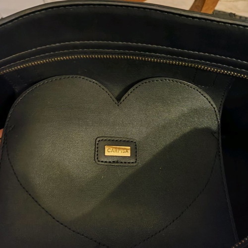 Caprisa shopping bag used, shoulder, black with red heart detail