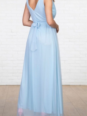 Maxi dress made of tulle with rhinestone belt, like new