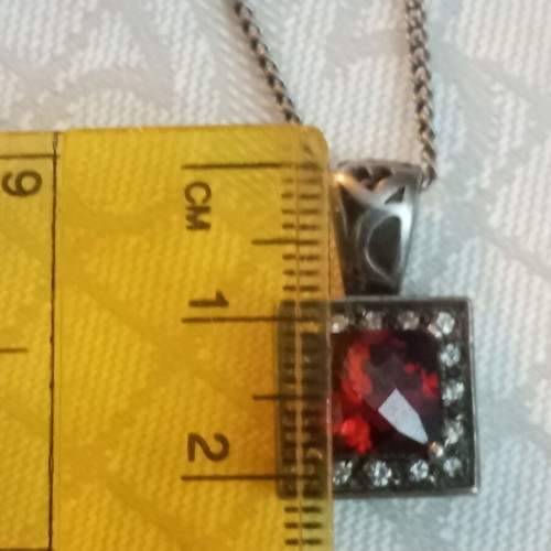 Silver 925 necklace with red zircon used