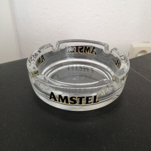Amstel ashtray used, glass