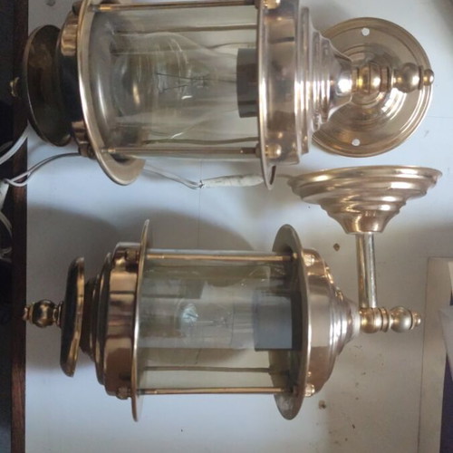 Nautical wall lanterns like new with brass and glass