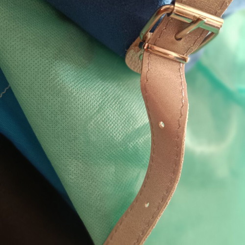 Leather medium backpack blue with light grey