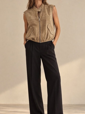 Zara γυναικείο γιλέκο με όψη σουέτ σε ταμπά, XS/S