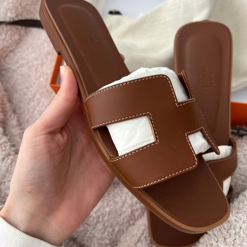 Hermes Oran sandals, brown leather, size 37