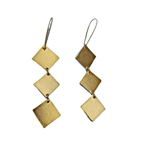 Earrings double-sided rhombus new handmade from recycled paper