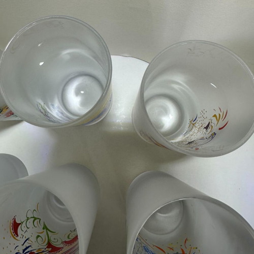 Lumidis Vintage Glasses Set of 6 Frosted Glass by G. Stathopoulos, Like New