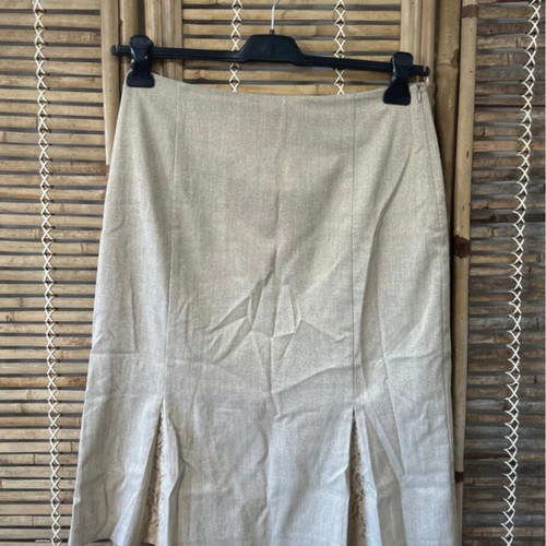 Fransa Woman beige midi skirt with lace detail, size 38