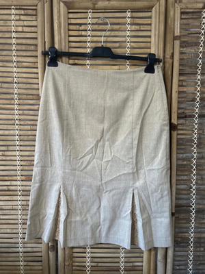 Fransa Woman beige midi skirt with lace detail, size 38