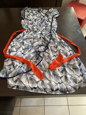 H&M women's dress medium, white and blue