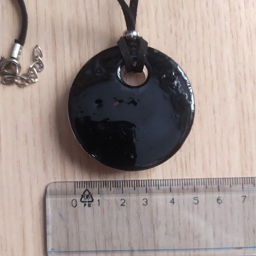 Pendant necklace with Murano style glass pendant and leather strap, like new