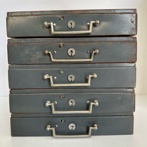 Vintage Olympic Airways cabin cash boxes used, set of 8