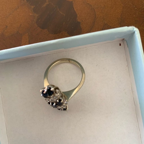 Vintage Sapphire And Diamond White Gold 14K Ring Like New