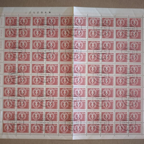 DDR rare numbered sheet of 100 stamps 2 Mark