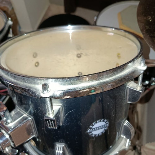 Ludwig drum set used with bass drum, snare, toms and cymbals