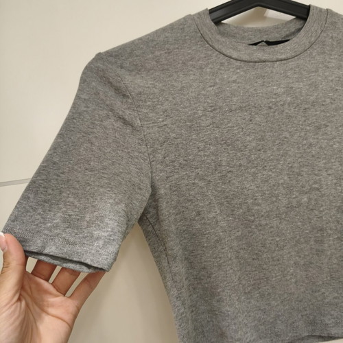 Tally Weijl gray crop top with short sleeves, Small