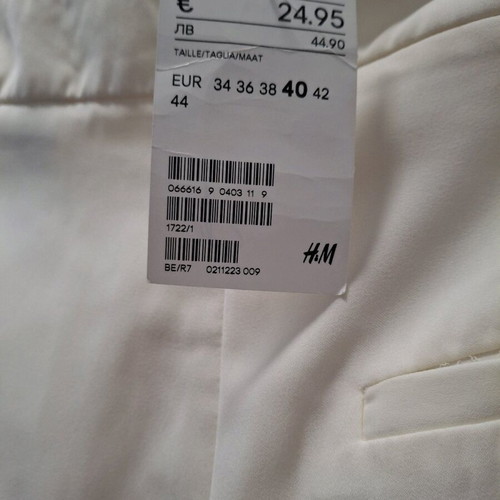 H&M pants white cream new with satin stripe