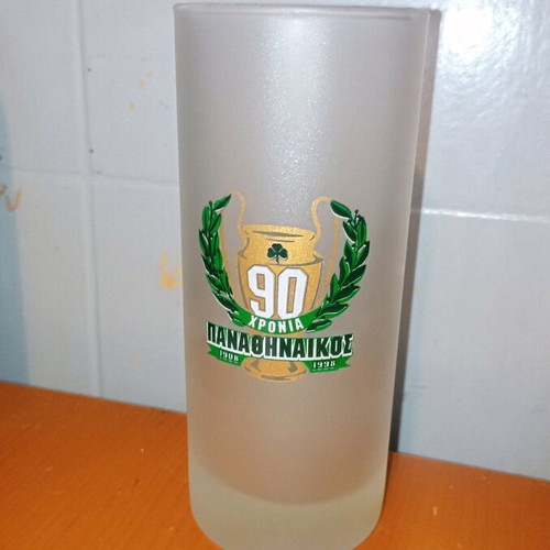 Vintage glass collectible water glass 90 years Panathinaikos like new