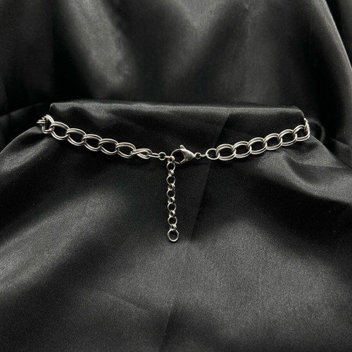 Choker with real pearl handmade new, silver