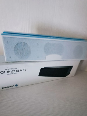 Φορητό Bluetooth mini soundbar με βάση για κινητό σε μπλε και λευκό