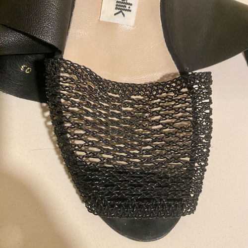 Camille Unglik sandals used, black leather with ribbons